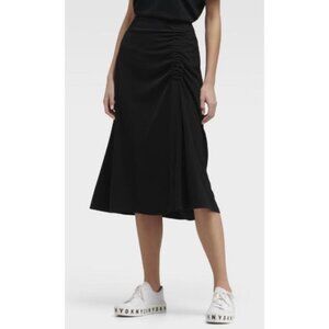 NWT DKNY Draped Ruched Black Midi Skirt Sz. 6